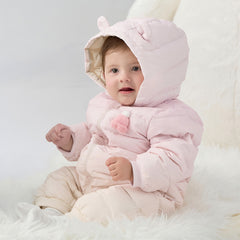 Dave&Bella Baby Girls/Boys Winter Gradient-style Hooded Down One-pieces Rompers