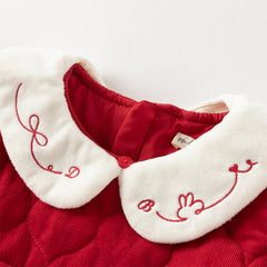 Dave&Bella Toddler Girls Cute Red Doll collar  A-lined Padded Princess Dress(wallet bag)