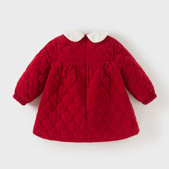 Dave&Bella Toddler Girls Cute Red Doll collar  A-lined Padded Princess Dress(wallet bag)
