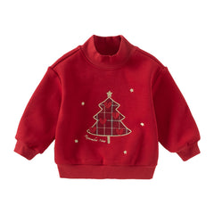Dave&Bella Toddler Girls Christmas Red Turtle Cute Cozy Sweatshirt Tops