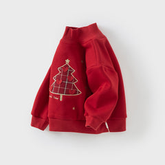 Dave&Bella Toddler Girls Christmas Red Turtle Cute Cozy Sweatshirt Tops