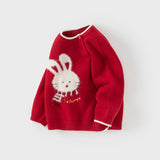Dave&Bella Toddler Girls Red Rabbit-print Sweaters Tops