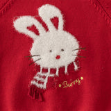 Dave&Bella Toddler Girls Red Rabbit-print Sweaters Tops