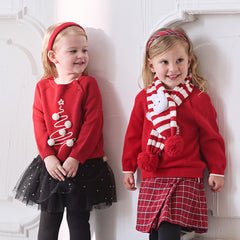 Dave&Bella Toddler Girls Red Rabbit-print Sweaters Tops