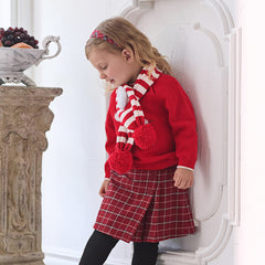 Dave&Bella Toddler Girls Red Rabbit-print Sweaters Tops