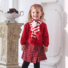 Dave&Bella Toddler Girls Red Rabbit-print Sweaters Tops