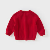 Dave&Bella Toddler Girls Red Rabbit-print Sweaters Tops