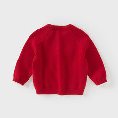 Dave&Bella Toddler Girls Red Rabbit-print Sweaters Tops