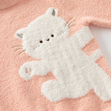 Dave&Bella Toddler Girls Sweet Orange Pink Kitten Jacquard Turtle Soft Sweaters Tops