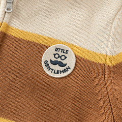 Dave&Bella Toddler Boys Winter Gentle Striped Outwear Plush-lined Hooded Sweater Coats