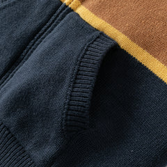 Dave&Bella Toddler Boys Winter Gentle Striped Outwear Plush-lined Hooded Sweater Coats