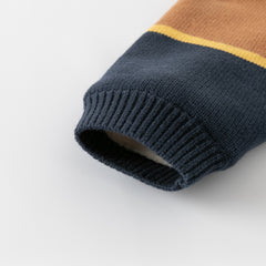 Dave&Bella Toddler Boys Winter Gentle Striped Outwear Plush-lined Hooded Sweater Coats