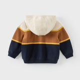 Dave&Bella Toddler Boys Gentle Striped Outwear Plush-lined Hooded Coats