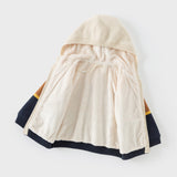 Dave&Bella Toddler Boys Gentle Striped Outwear Plush-lined Hooded Coats