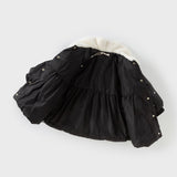 Dave&Bella Toddler Girls Winter Elegant Plush Collar Outdoor A-line Down Coats(wallet bag)