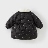 Dave&Bella Toddler Girls Winter Elegant Plush Collar Outdoor A-line Down Coats(wallet bag)