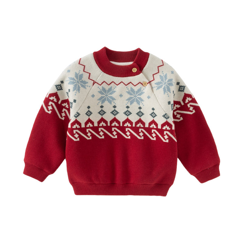 Dave&Bella Toddler Girls/Boys Red Turtle Cozy Fleece-lined Christmas Sweaters Tops