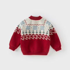 Dave&Bella Toddler Girls/Boys Red Turtle Cozy Fleece-lined Christmas Sweaters Tops