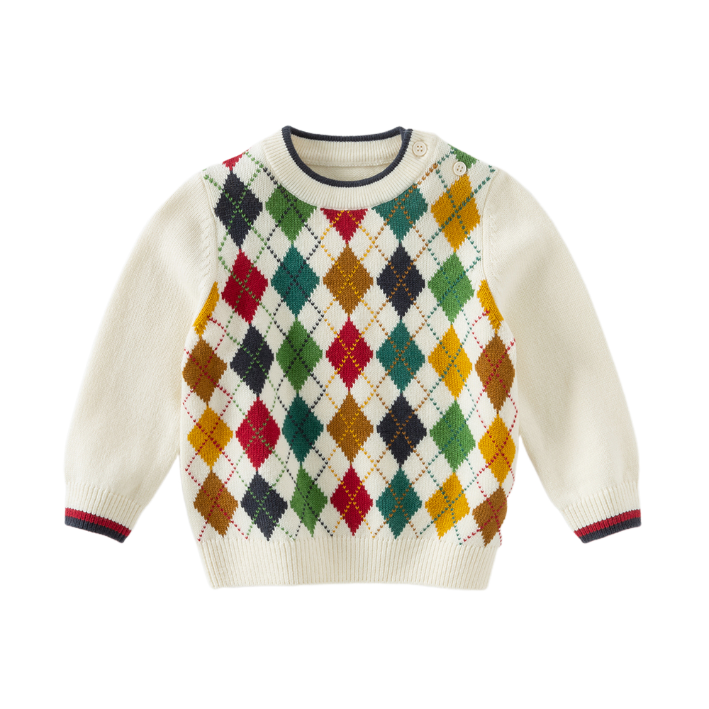 Dave&Bella Toddler Boys Casual Beige Long-sleeved Soft Pullover Sweaters Tops