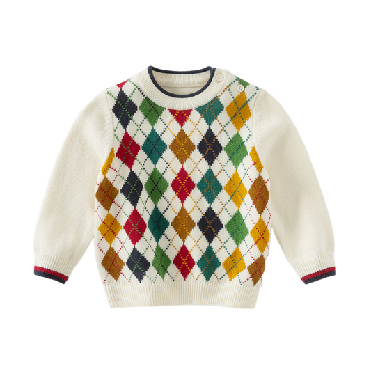 Dave&Bella Toddler Boys Casual Beige Long-sleeved Soft Pullover Sweaters Tops