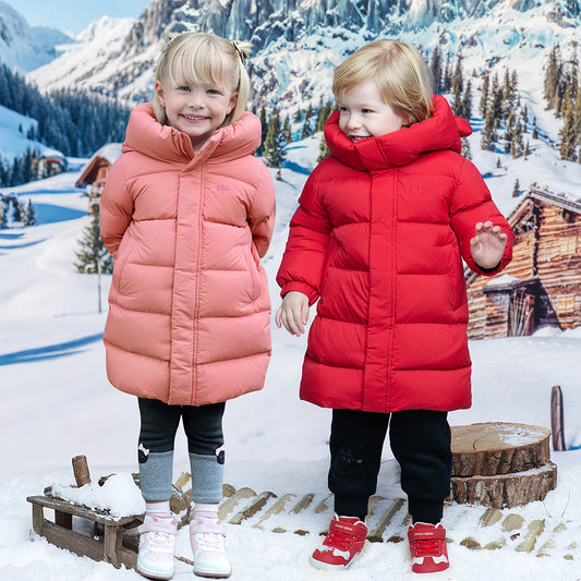 Dave&Bella Kids Girls/Boys Winter Cozy Outwear Windproof Hooded Long-style Down Coats