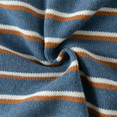 Dave&Bella Toddler Boys Autumn Blue White Striped Cotton Formal Polo T-shirts Tops
