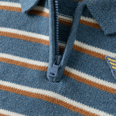 Dave&Bella Toddler Boys Autumn Blue White Striped Cotton Formal Polo T-shirts Tops