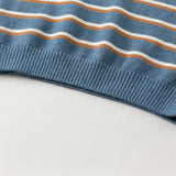 Dave&Bella Toddler Boys Blue White Striped Cotton Formal Polo Sweaters