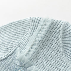 Dave&Bella Toddler Girls Winter Elegant Ice Blue Turtle A-line Mesh Princess Dresses