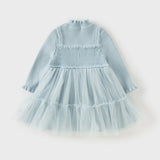 Dave&Bella Toddler Girls Elegant Ice Blue Turtle A-line Mesh Princess Dresses