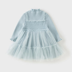 Dave&Bella Toddler Girls Winter Elegant Ice Blue Turtle A-line Mesh Princess Dresses