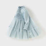 Dave&Bella Toddler Girls Elegant Ice Blue Turtle A-line Mesh Princess Dresses