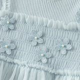 Dave&Bella Toddler Girls Elegant Ice Blue Turtle A-line Mesh Princess Dresses
