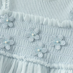 Dave&Bella Toddler Girls Winter Elegant Ice Blue Turtle A-line Mesh Princess Dresses