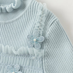 Dave&Bella Toddler Girls Winter Elegant Ice Blue Turtle A-line Mesh Princess Dresses