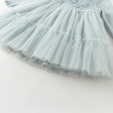 Dave&Bella Toddler Girls Elegant Ice Blue Turtle A-line Mesh Princess Dresses