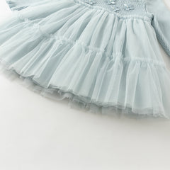 Dave&Bella Toddler Girls Winter Elegant Ice Blue Turtle A-line Mesh Princess Dresses