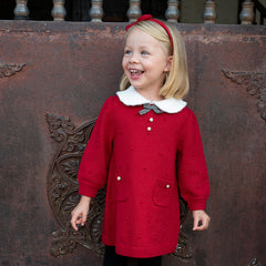 Dave&Bella Toddler Girls Elegant Red Long Sleeve A-line Soft Princess Dress