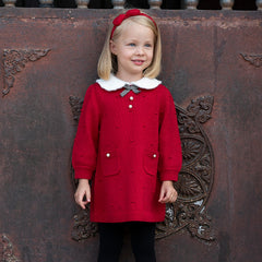 Dave&Bella Toddler Girls Elegant Red Long Sleeve A-line Soft Princess Dress