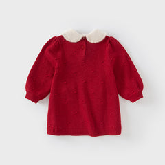 Dave&Bella Toddler Girls Elegant Red Long Sleeve A-line Soft Princess Dress