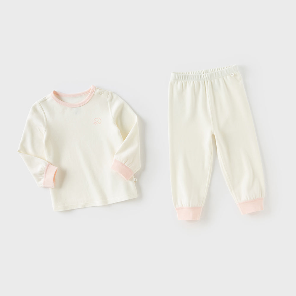 Dave&Bella Toddler Girls/Boys White/Grey Antibacterial Anti-mite Pajamas