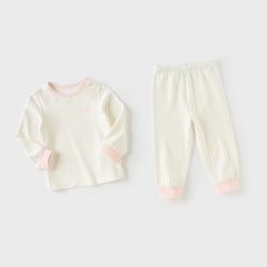 Dave&Bella Toddler Girls/Boys Autumn White/Grey Antibacterial Anti-mite Pajama Set