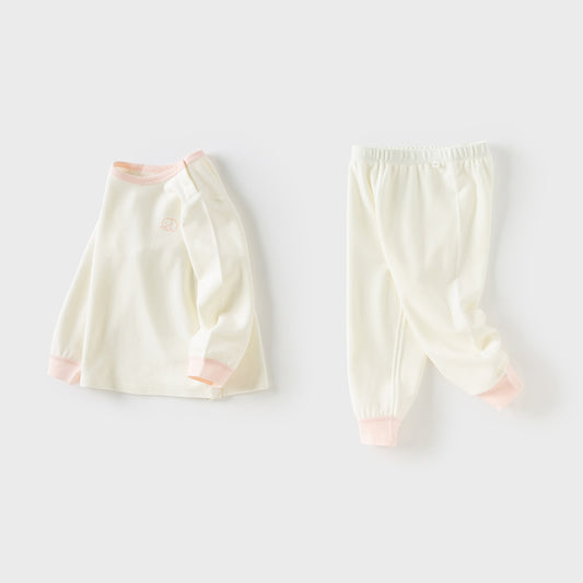 Dave&Bella Toddler Girls/Boys Autumn White/Grey Antibacterial Anti-mite Pajama Set
