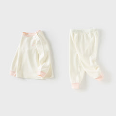 Dave&Bella Toddler Girls/Boys Autumn White/Grey Antibacterial Anti-mite Pajama Set