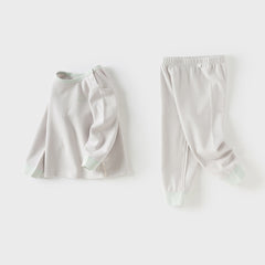 Dave&Bella Toddler Girls/Boys Autumn White/Grey Antibacterial Anti-mite Pajama Set