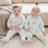 Dave&Bella Baby Girls/Boys Light Purple/Green Cute Animals Print Fleece Cozy Rompers