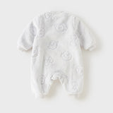 Dave&Bella Baby Girls/Boys Light Purple/Green Cute Animals Print Fleece Cozy Rompers