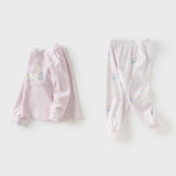 Dave&Bella Toddler Girls Cotton Striped Round Collar Pajamas
