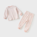 Dave&Bella Toddler Girls Cotton Striped Round Collar Pajamas