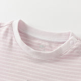 Dave&Bella Toddler Girls Cotton Striped Round Collar Pajamas